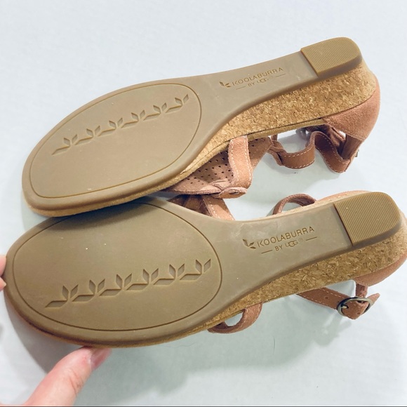 Koolaburra by UGG Briona Leather Sandals Small Wedge Diamond Shape Ankle Strap - Picture 7 of 7